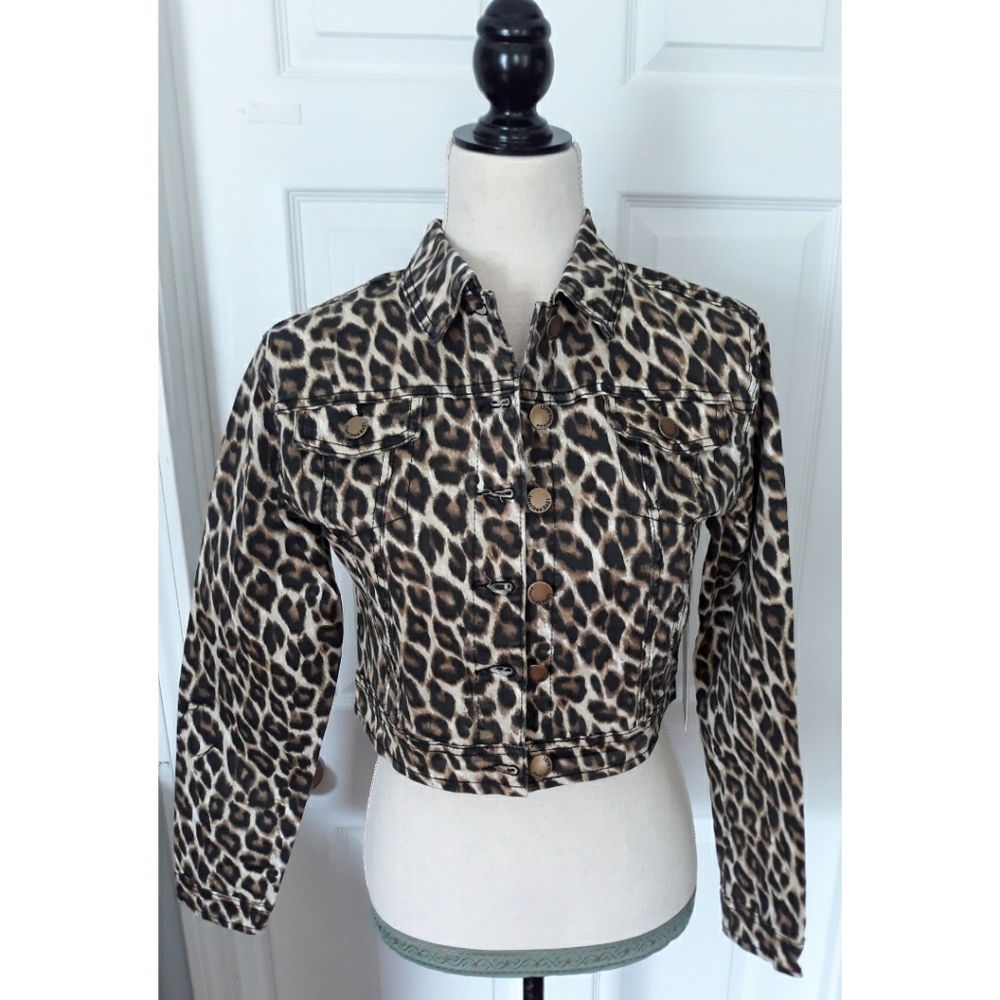 American Bazi Leopard Crop Jean Jacket - Picture 7 of 8